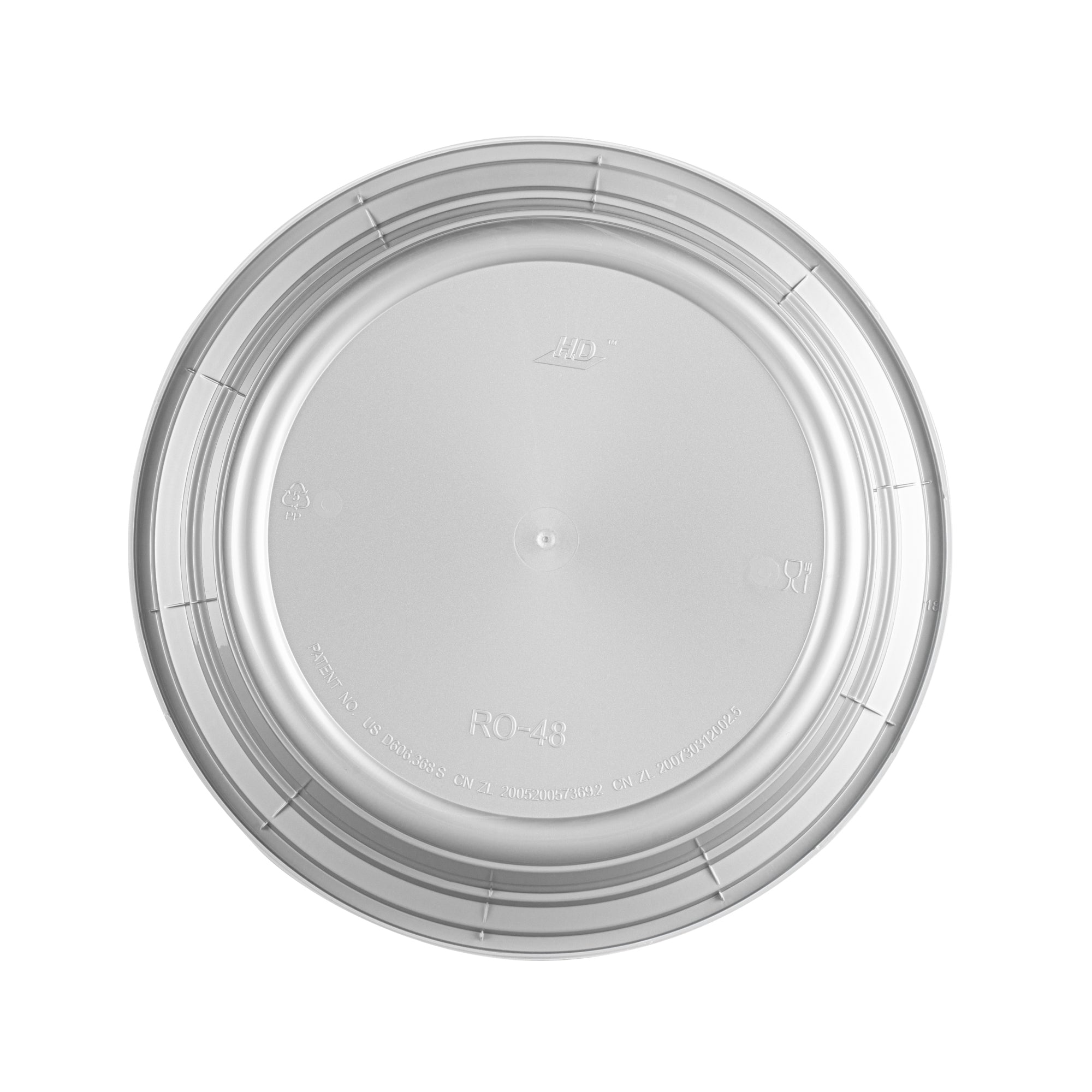 Asporto 48 oz Round Silver Plastic To Go Box - with Clear Lid, Microwavable - 9" x 9" x 1 3/4" - 100 count box