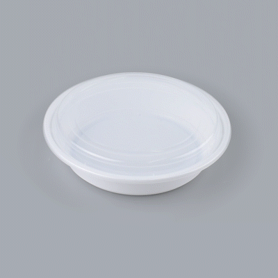 Asporto 48 oz Round White Plastic To Go Box - with Clear Lid, Microwavable - 9" x 9" x 1 3/4" - 50 count box