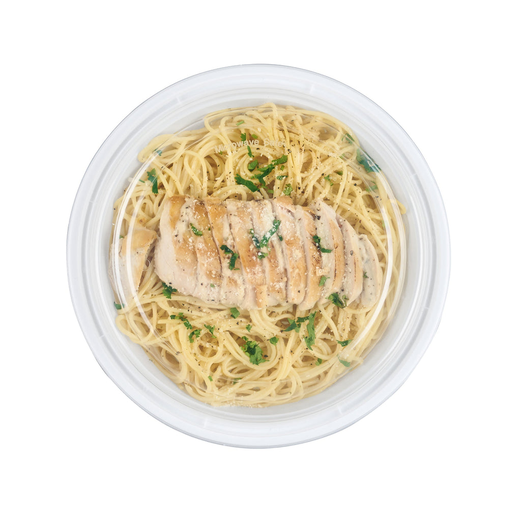 Asporto 48 oz Round White Plastic To Go Box - with Clear Lid, Microwavable - 9" x 9" x 1 3/4" - 100 count box