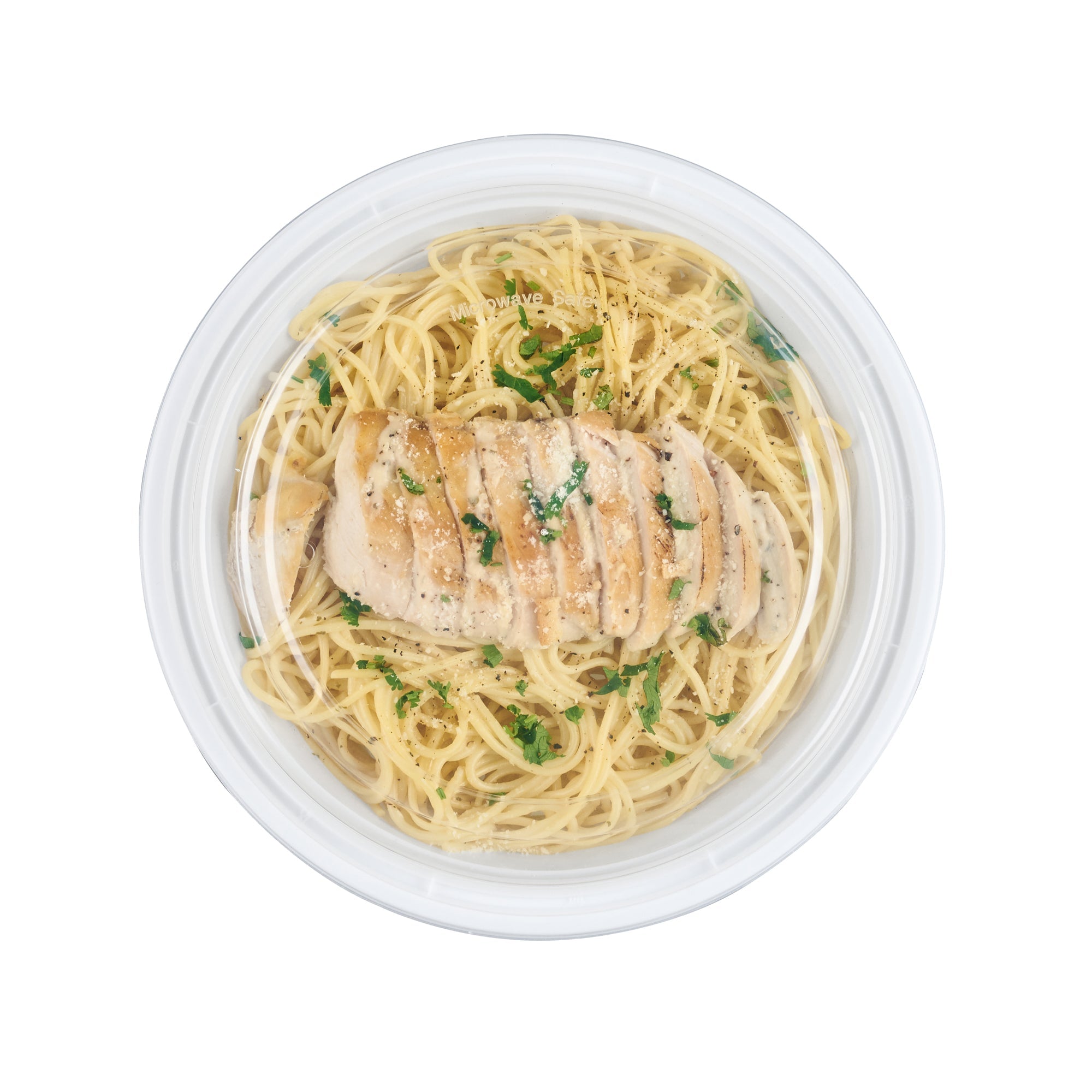Asporto 48 oz Round White Plastic To Go Box - with Clear Lid, Microwavable - 9" x 9" x 1 3/4" - 100 count box