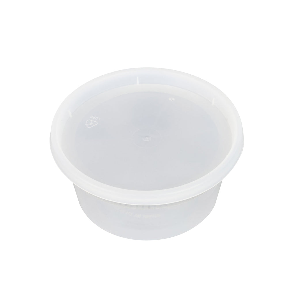 Asporto 12 oz Round Clear Plastic Soup Container - with Lid, Microwavable - 4 1/2" x 4 1/2" x 2 1/2" - 25 count box