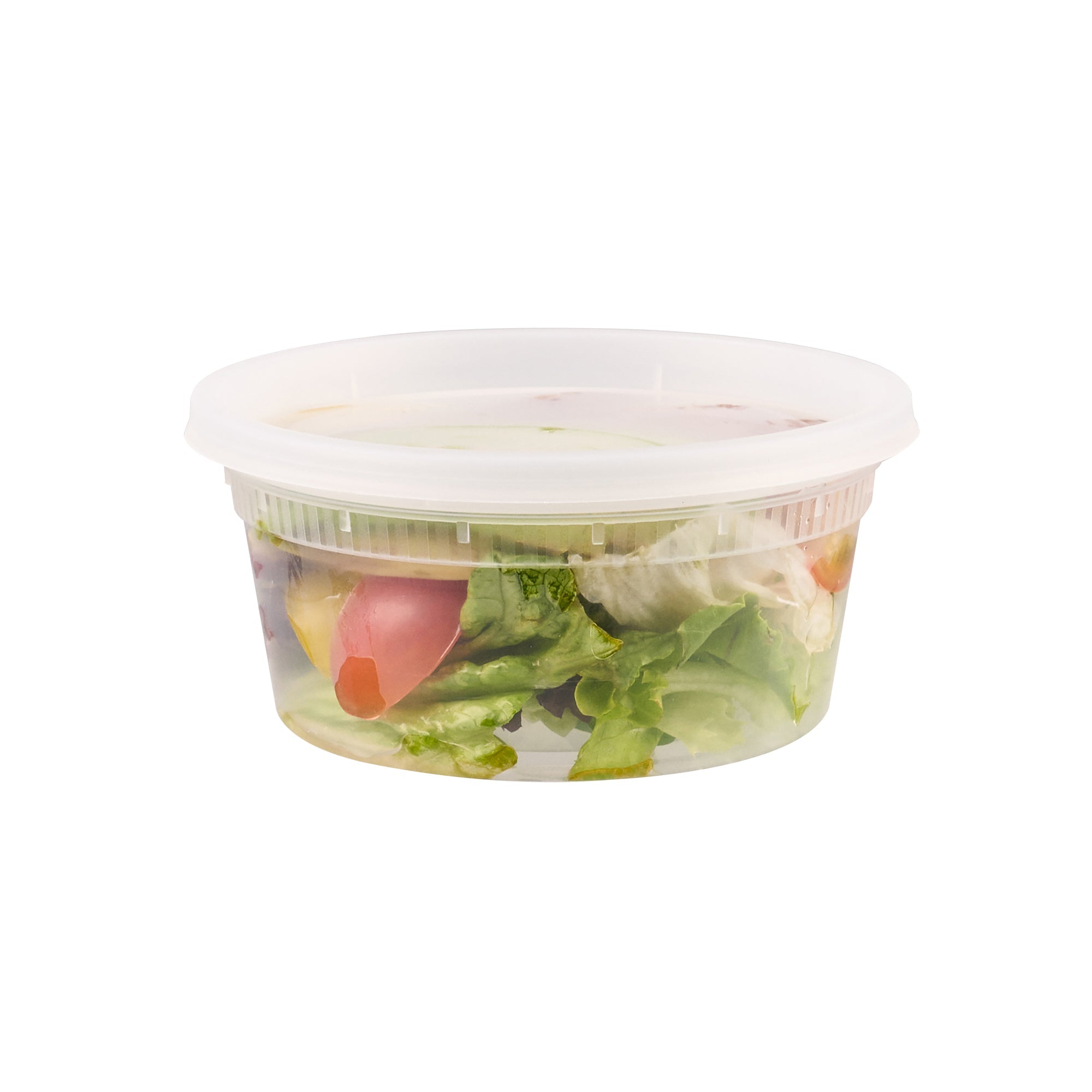 Asporto 12 oz Round Clear Plastic Soup Container - with Lid, Microwavable - 4 1/2" x 4 1/2" x 2 1/2" - 25 count box