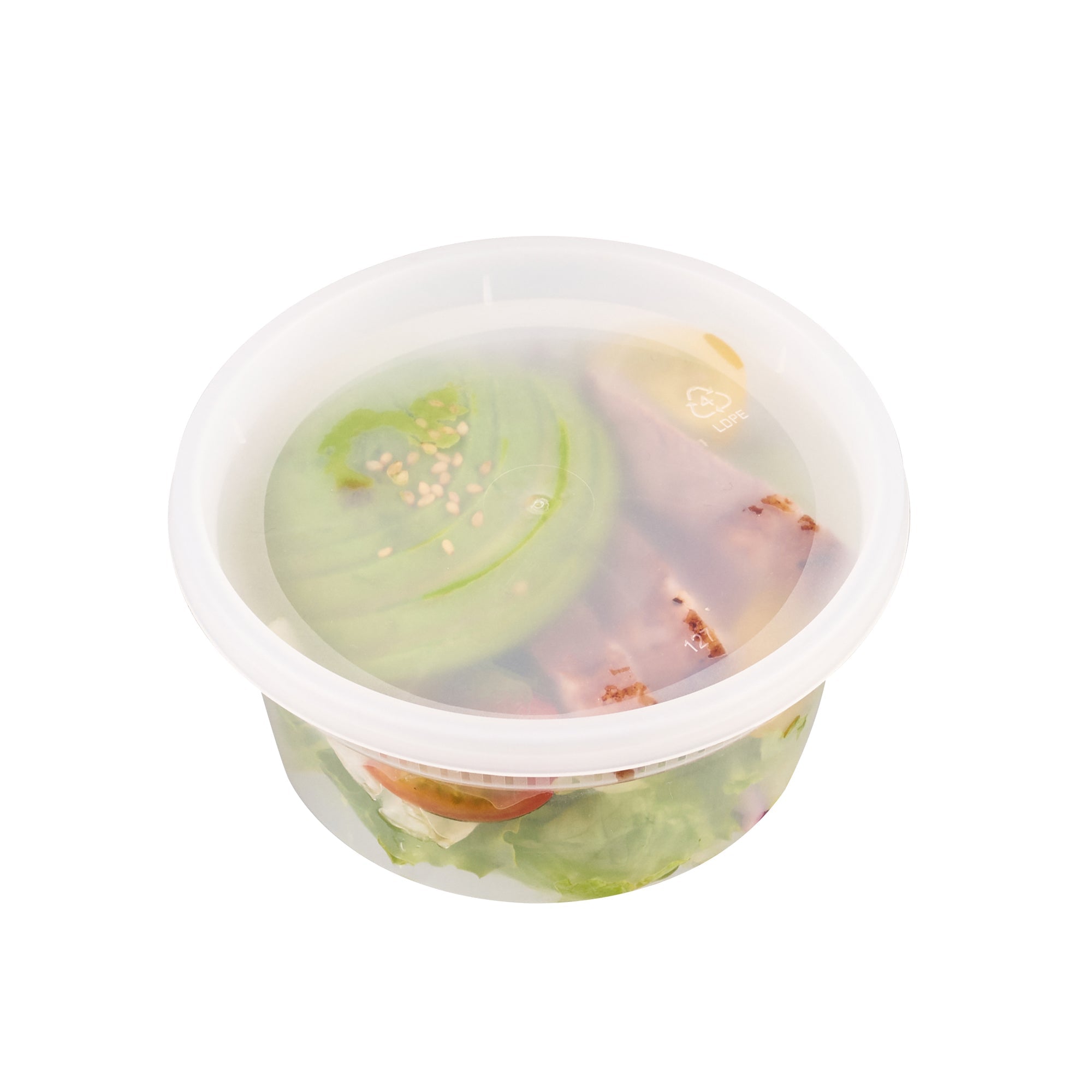 Asporto 12 oz Round Clear Plastic Soup Container - with Lid, Microwavable - 4 1/2" x 4 1/2" x 2 1/2" - 25 count box