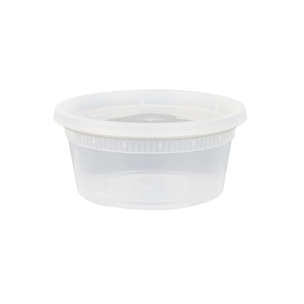 Asporto 12 oz Round Clear Plastic Soup Container - with Lid, Microwavable - 4 1/2" x 4 1/2" x 2 1/2" - 25 count box