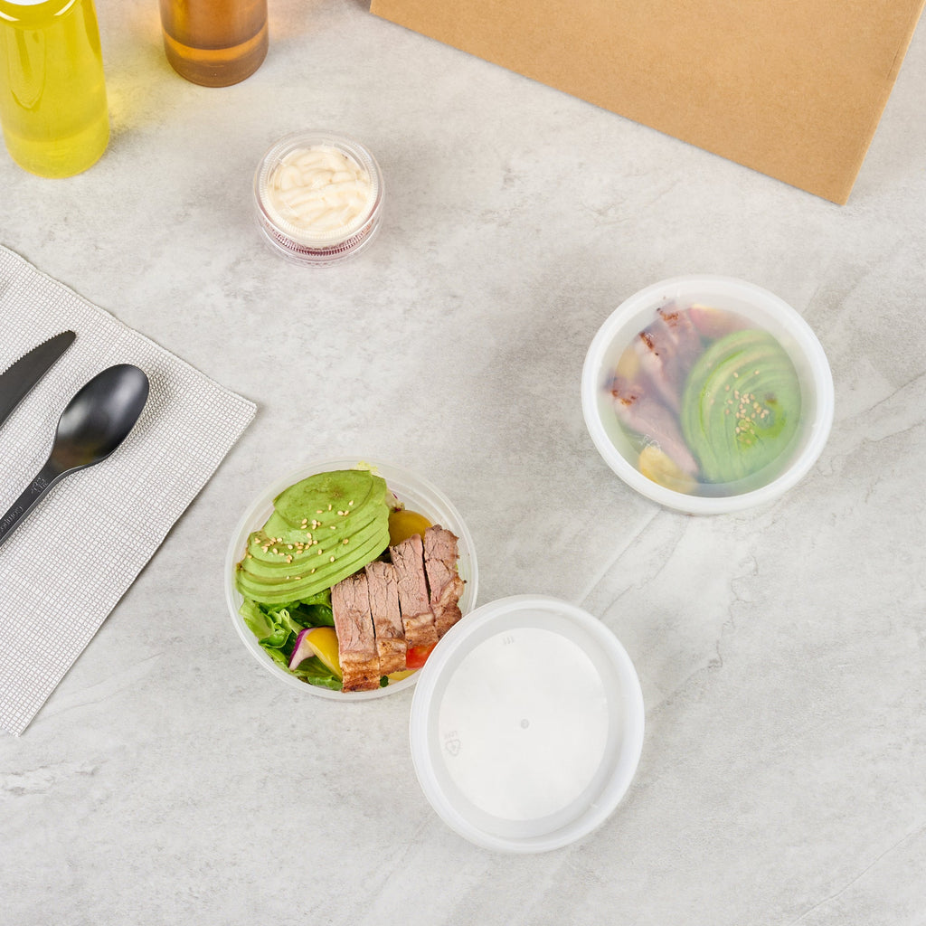 Asporto 12 oz Round Clear Plastic Soup Container - with Lid, Microwavable - 4 1/2" x 4 1/2" x 2 1/2" - 25 count box
