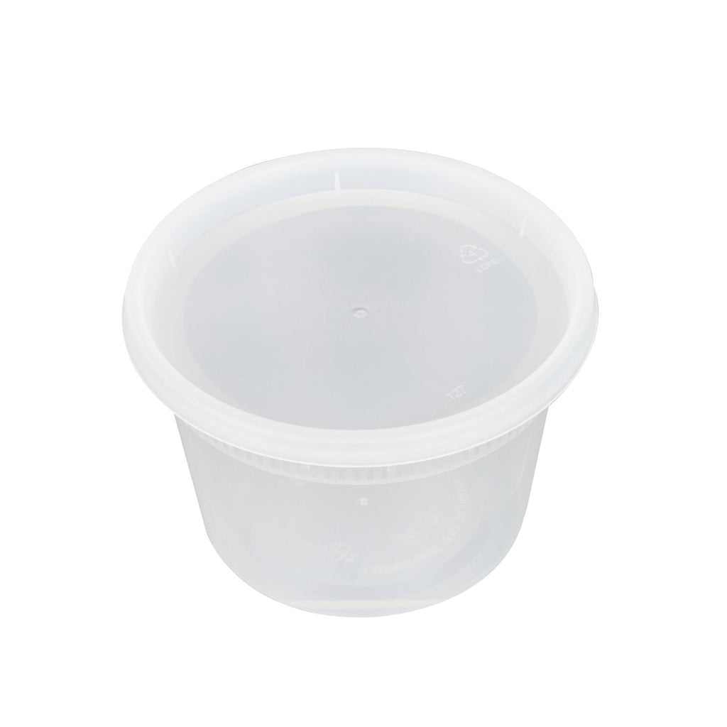 Asporto 16 oz Round Clear Plastic Soup Container - with Lid, Microwavable - 4 1/2" x 4 1/2" x 3" - 25 count box