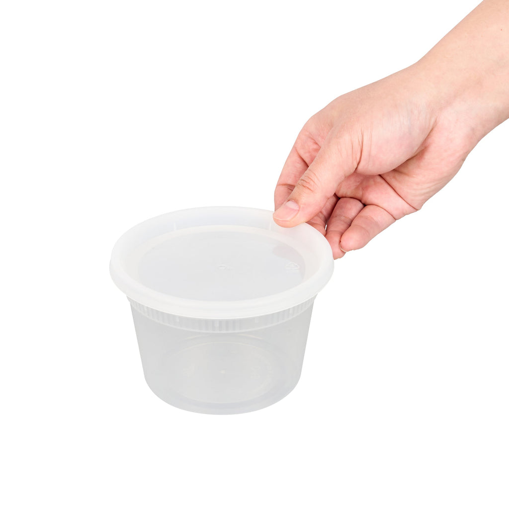 Asporto 16 oz Round Clear Plastic Soup Container - with Lid, Microwavable - 4 1/2" x 4 1/2" x 3" - 25 count box