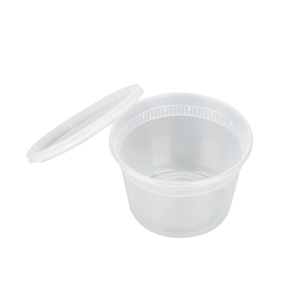 Asporto 16 oz Round Clear Plastic Soup Container - with Lid, Microwavable - 4 1/2" x 4 1/2" x 3" - 25 count box