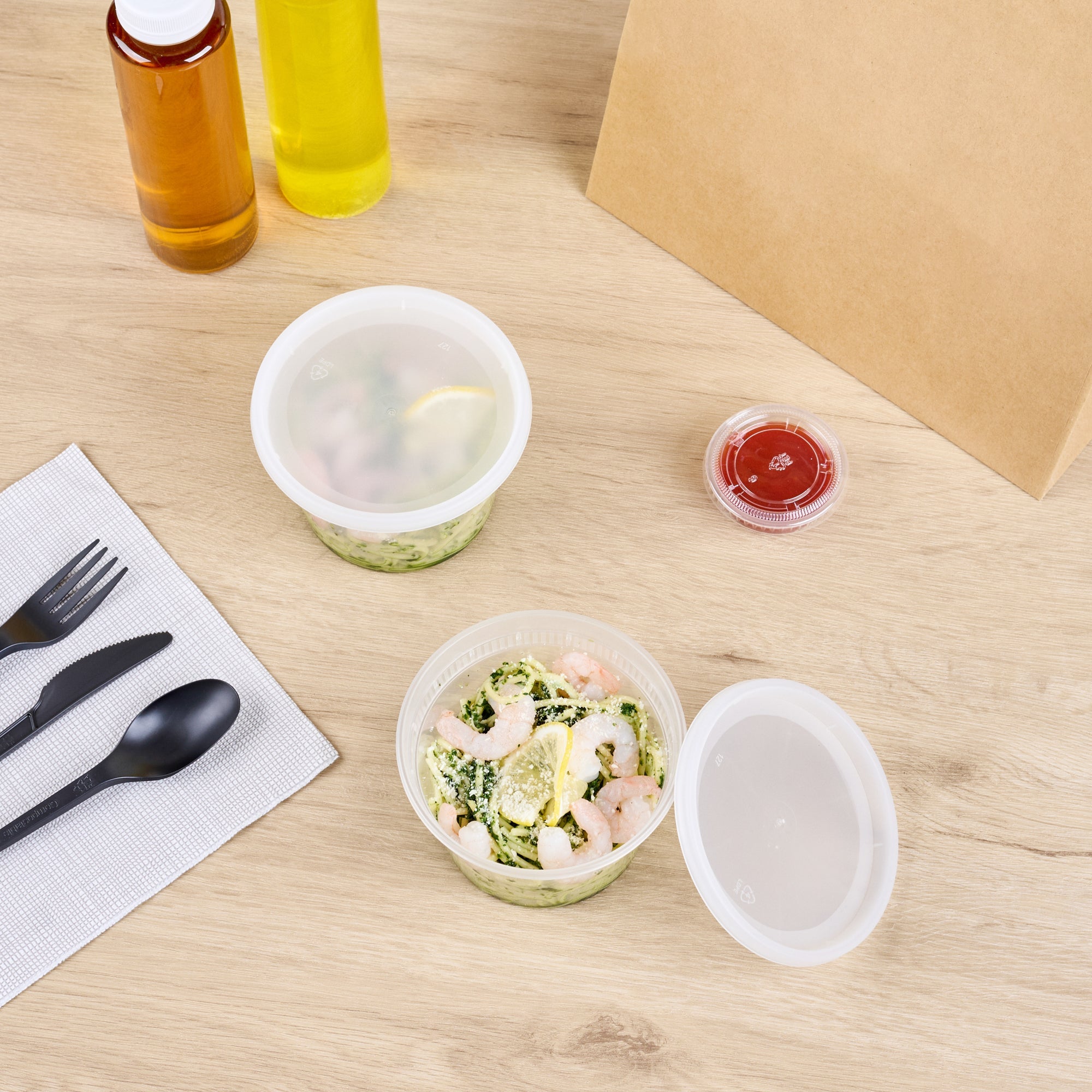 Asporto 16 oz Round Clear Plastic Soup Container - with Lid, Microwavable - 4 1/2" x 4 1/2" x 3" - 25 count box