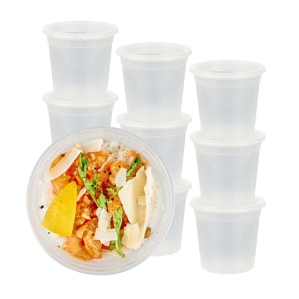 Asporto 24 oz Round Clear Plastic Soup Container - with Lid, Microwavable - 4 1/2" x 4 1/2" x 4 1/4" - 25 count box