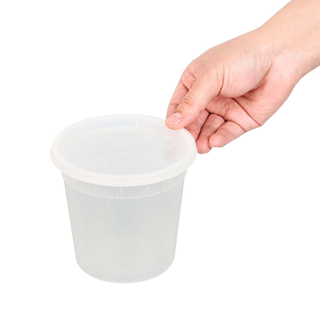 Asporto 24 oz Round Clear Plastic Soup Container - with Lid, Microwavable - 4 1/2" x 4 1/2" x 4 1/4" - 25 count box