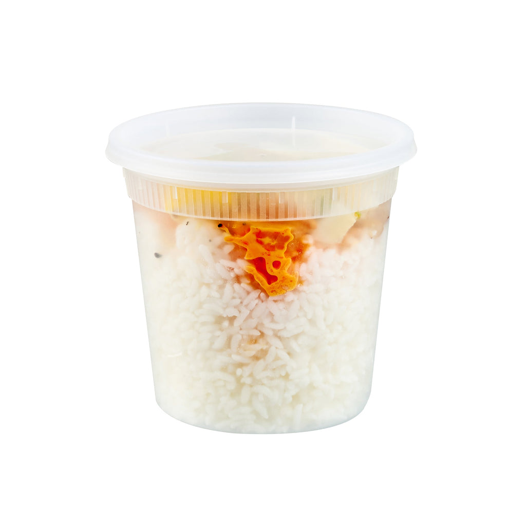 Asporto 24 oz Round Clear Plastic Soup Container - with Lid, Microwavable - 4 1/2" x 4 1/2" x 4 1/4" - 25 count box