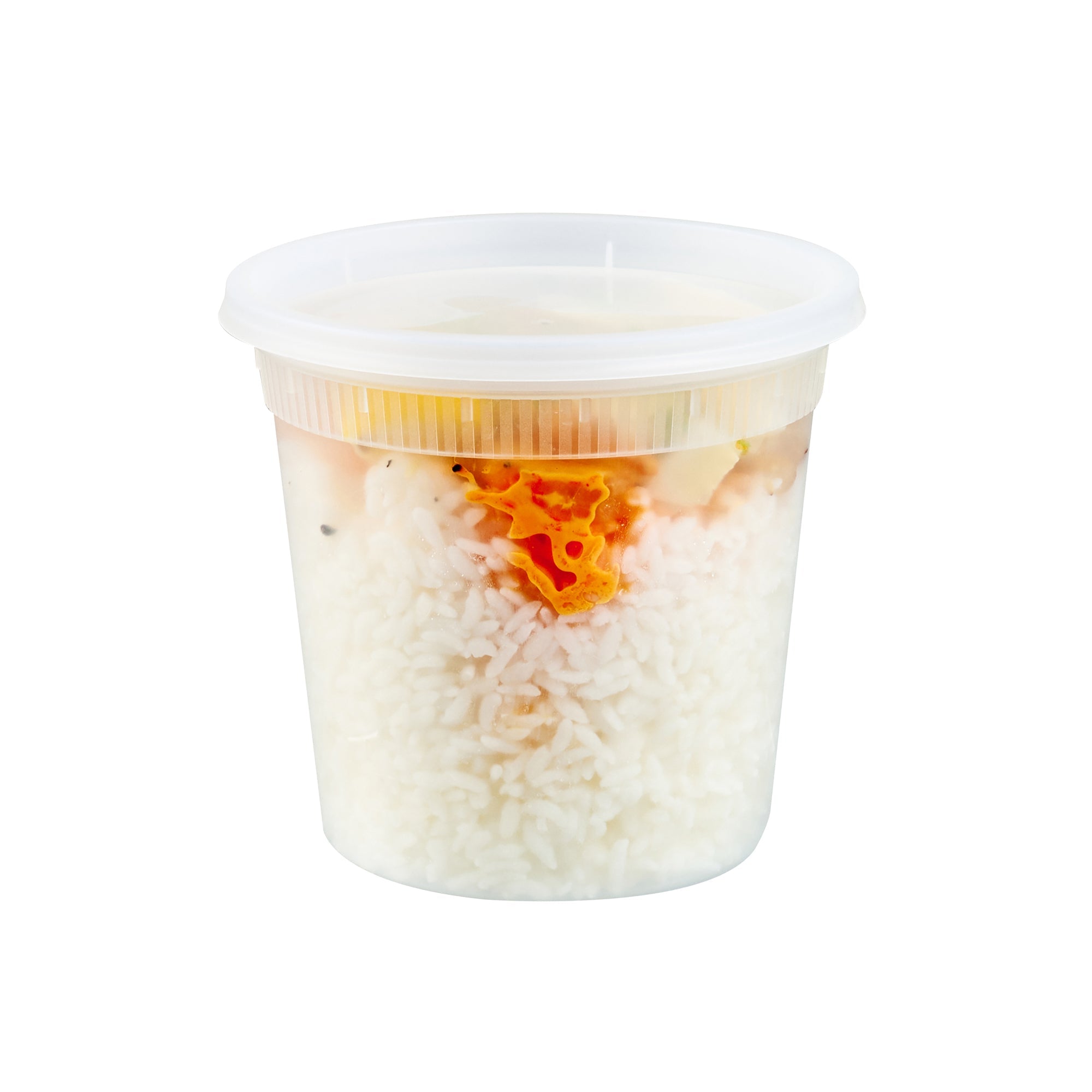 Asporto 24 oz Round Clear Plastic Soup Container - with Lid, Microwavable - 4 1/2" x 4 1/2" x 4 1/4" - 25 count box