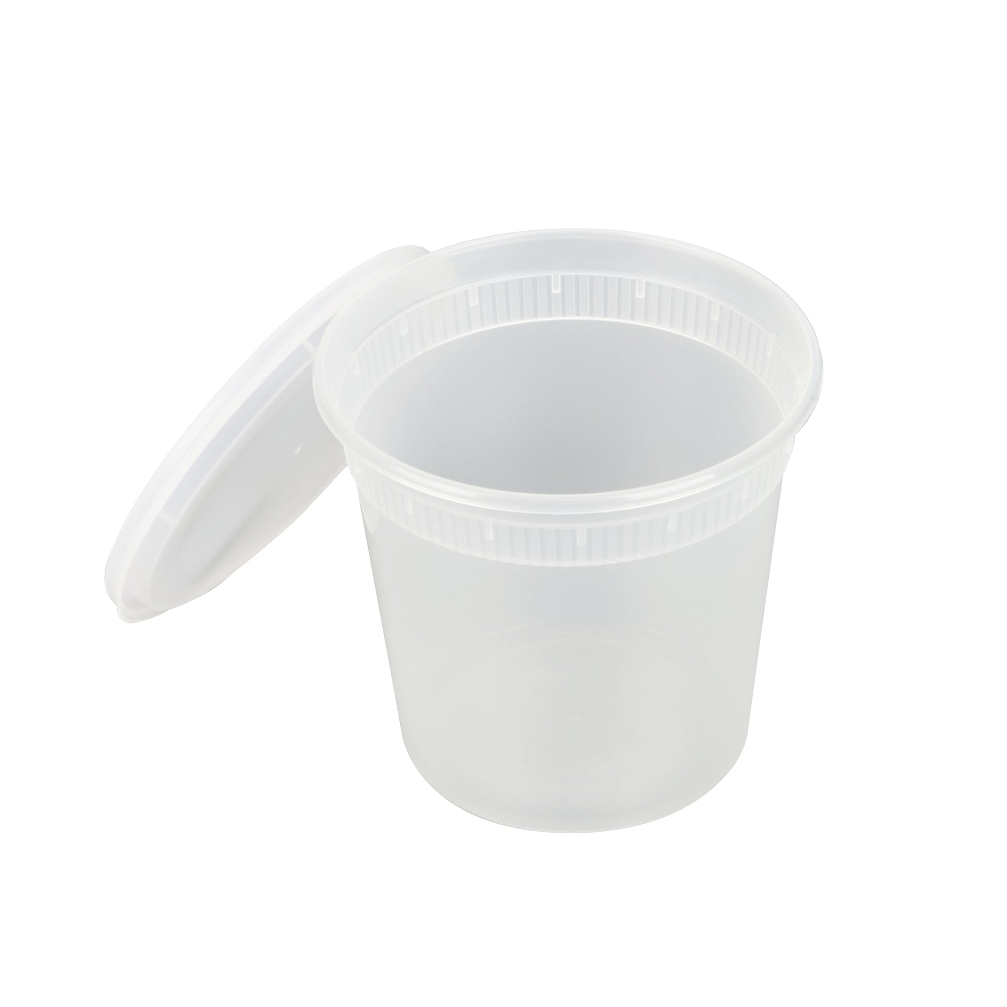 Asporto 24 oz Round Clear Plastic Soup Container - with Lid, Microwavable - 4 1/2" x 4 1/2" x 4 1/4" - 25 count box