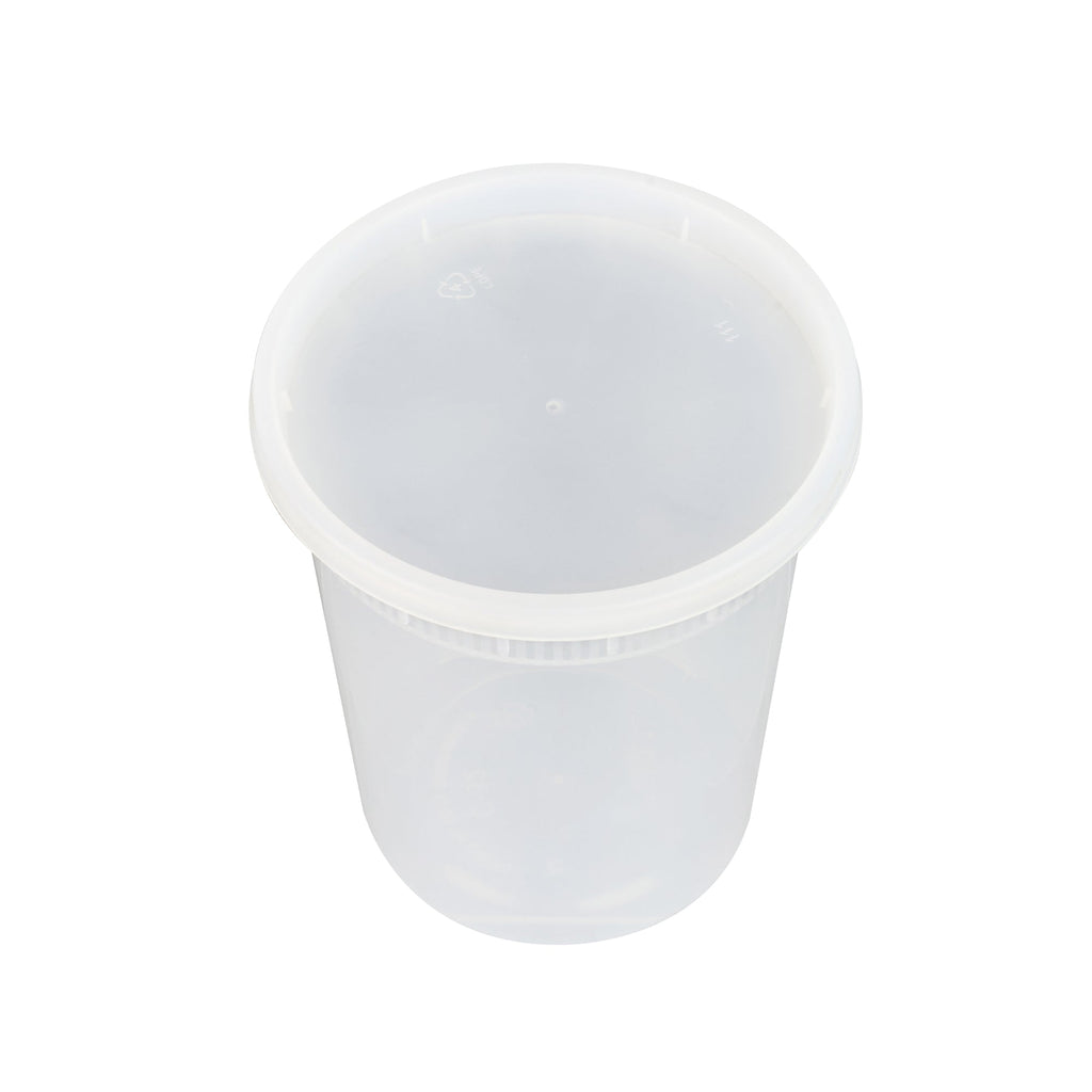 Asporto 32 oz Round Clear PP Soup Container - with Lid, Microwavable - 4 1/2" x 4 1/2" x 5 1/2" - 25 count box