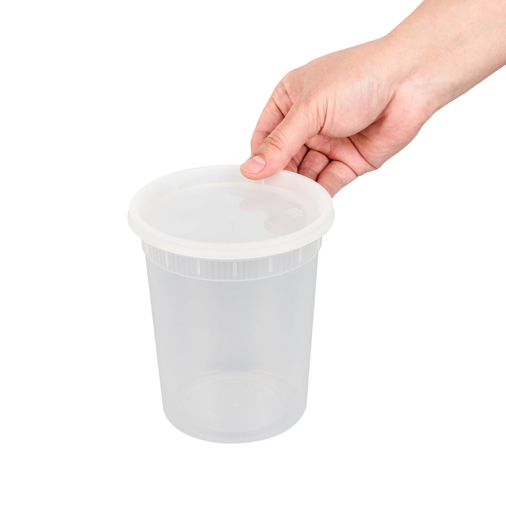 Asporto 32 oz Round Clear PP Soup Container - with Lid, Microwavable - 4 1/2" x 4 1/2" x 5 1/2" - 25 count box
