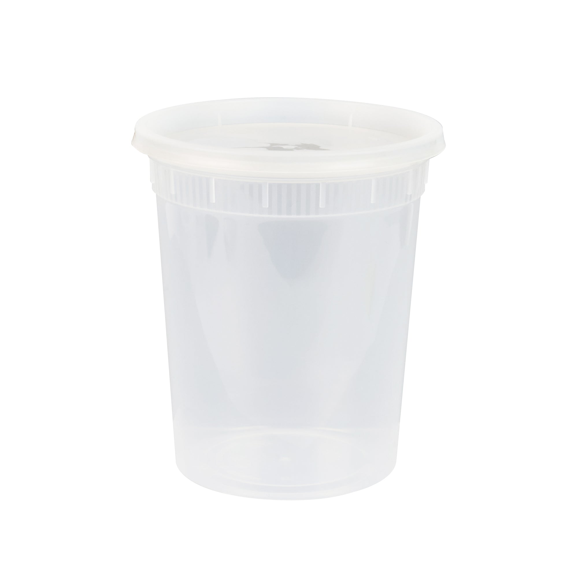 Asporto 32 oz Round Clear PP Soup Container - with Lid, Microwavable - 4 1/2" x 4 1/2" x 5 1/2" - 25 count box
