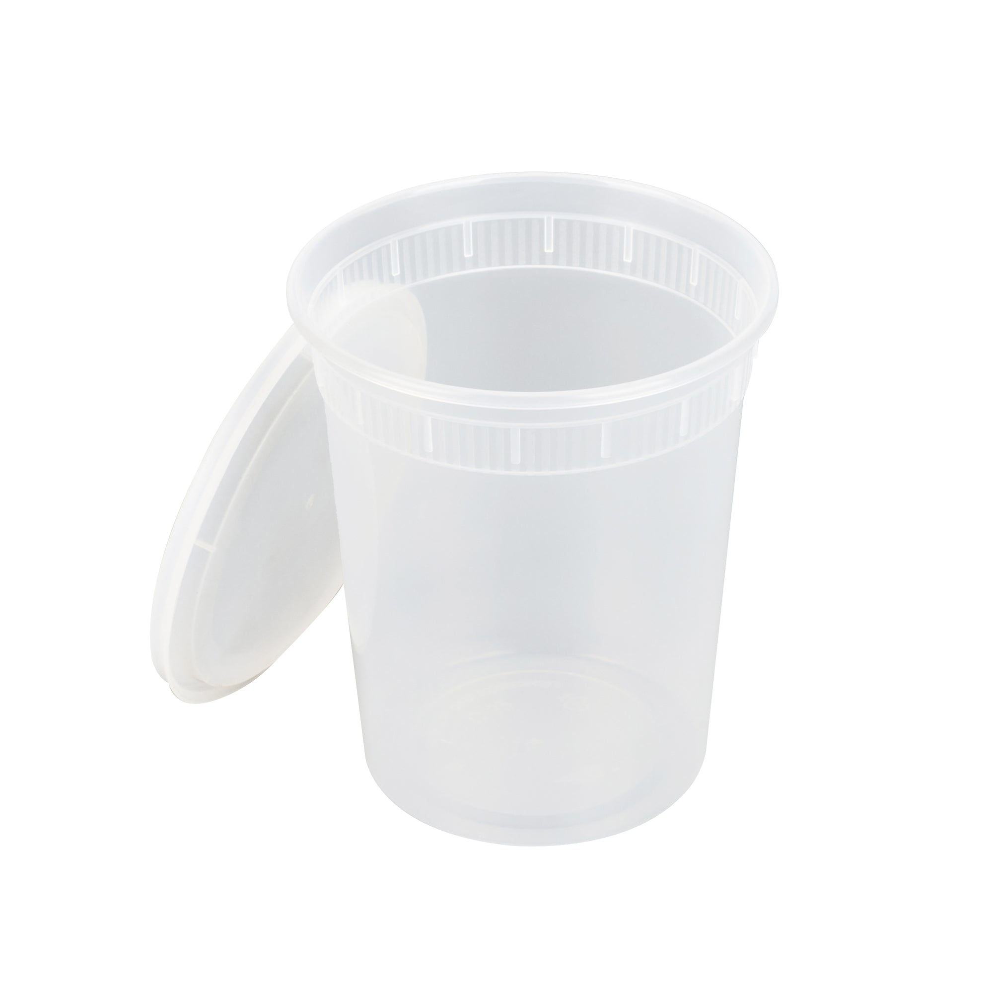Asporto 32 oz Round Clear PP Soup Container - with Lid, Microwavable - 4 1/2" x 4 1/2" x 5 1/2" - 25 count box