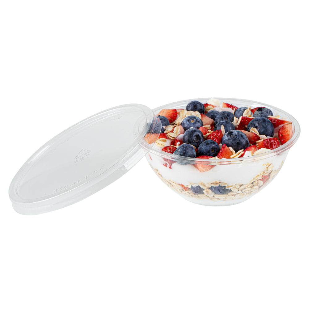 Mini Serve 7 oz Round Clear Plastic Salad Bowl - 5" x 5" x 1 3/4" - 200 count box