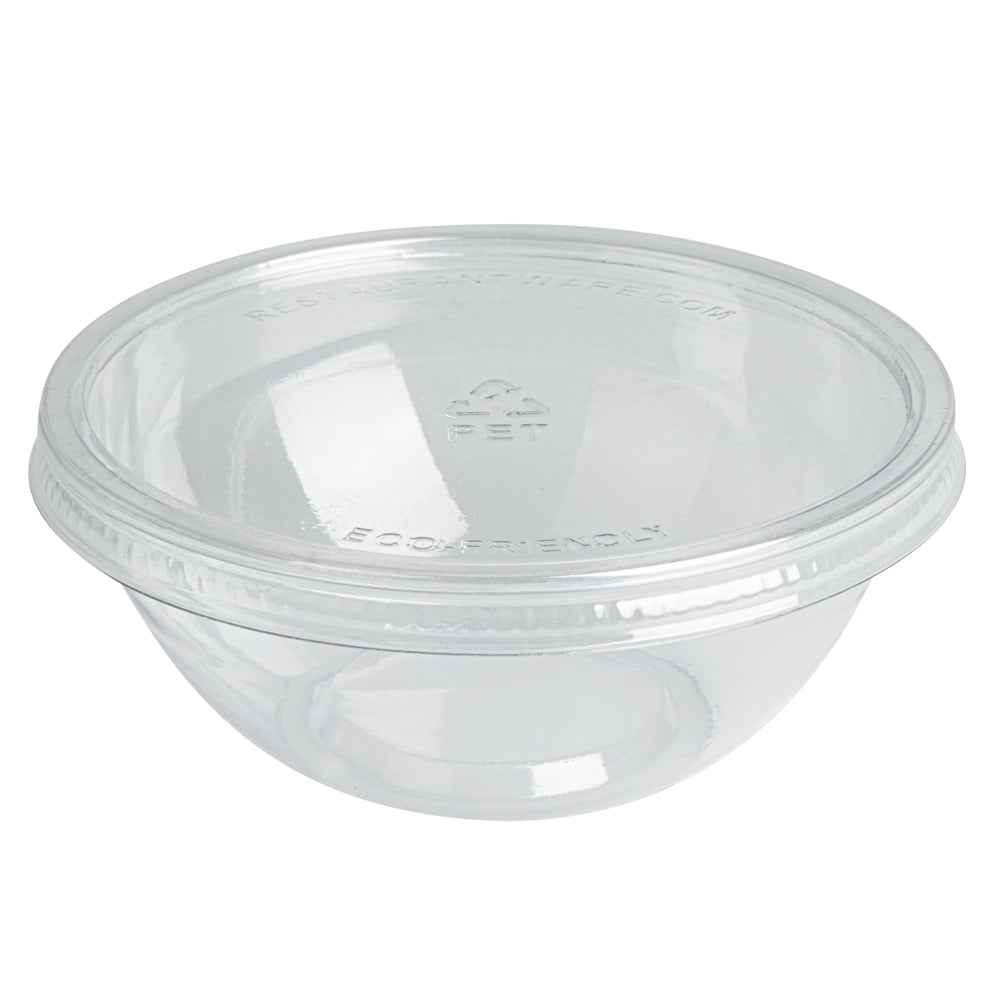 Mini Serve 7 oz Round Clear Plastic Salad Bowl - 5" x 5" x 1 3/4" - 200 count box