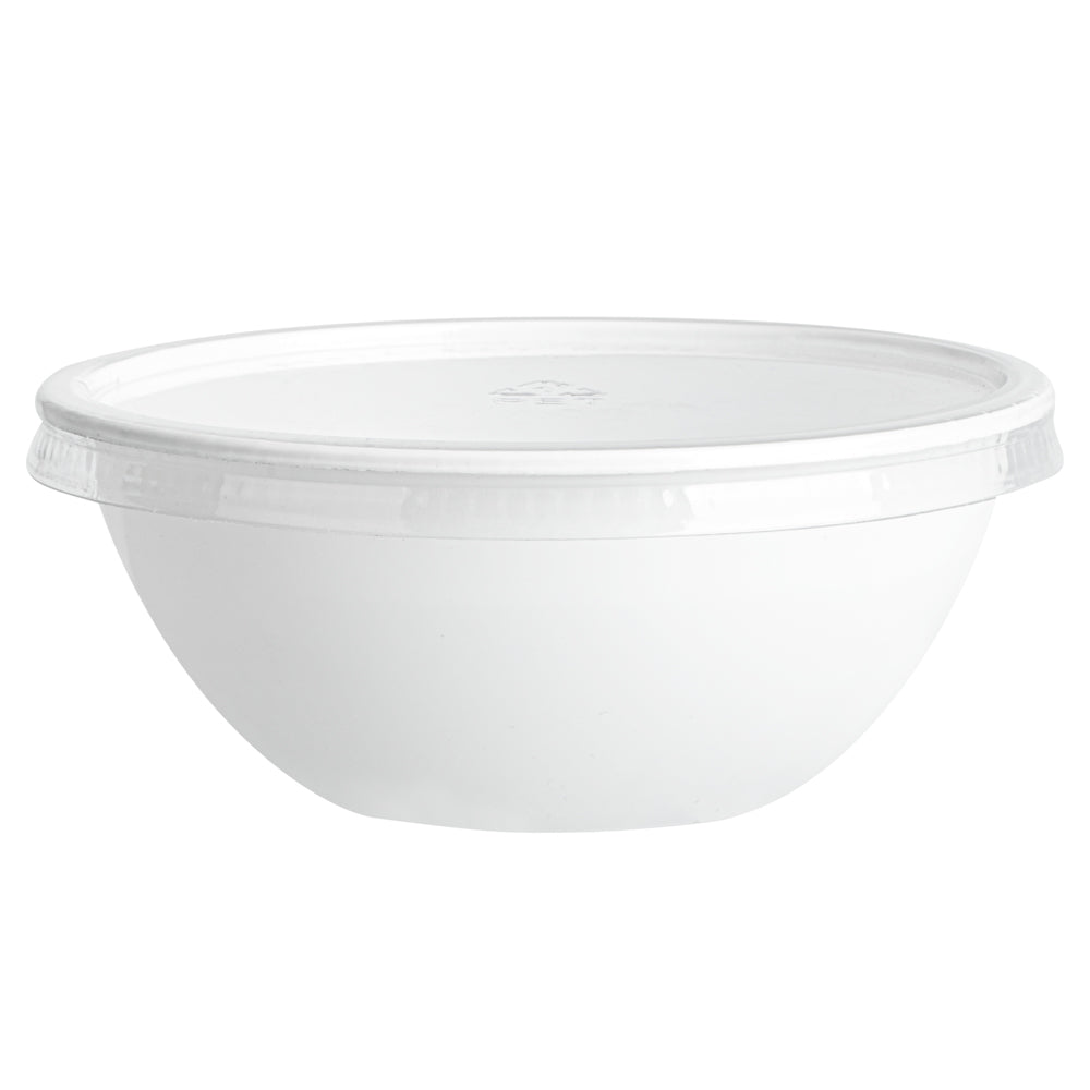 Mini Serve 7 oz Round White Plastic Salad Bowl - 5" x 5" x 1 3/4" - 200 count box