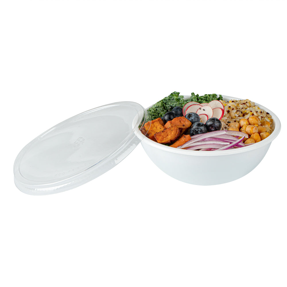Maxi Serve 18 oz Round White Plastic Salad Bowl - 6" x 6" x 2 1/2" - 200 count box