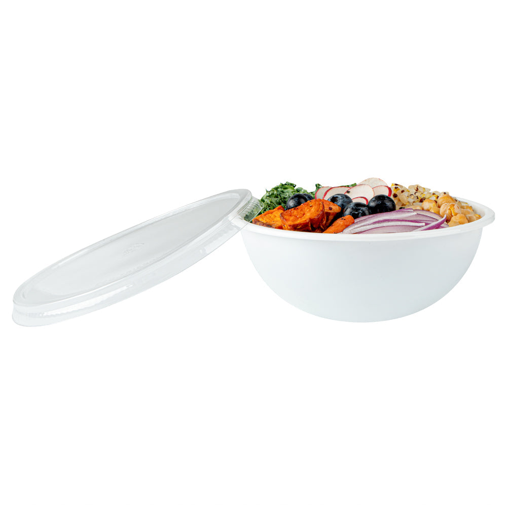 Maxi Serve 18 oz Round White Plastic Salad Bowl - 6" x 6" x 2 1/2" - 200 count box