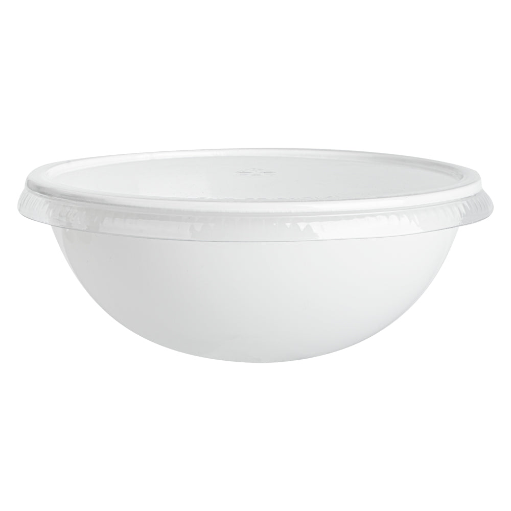 Maxi Serve 18 oz Round White Plastic Salad Bowl - 6" x 6" x 2 1/2" - 200 count box