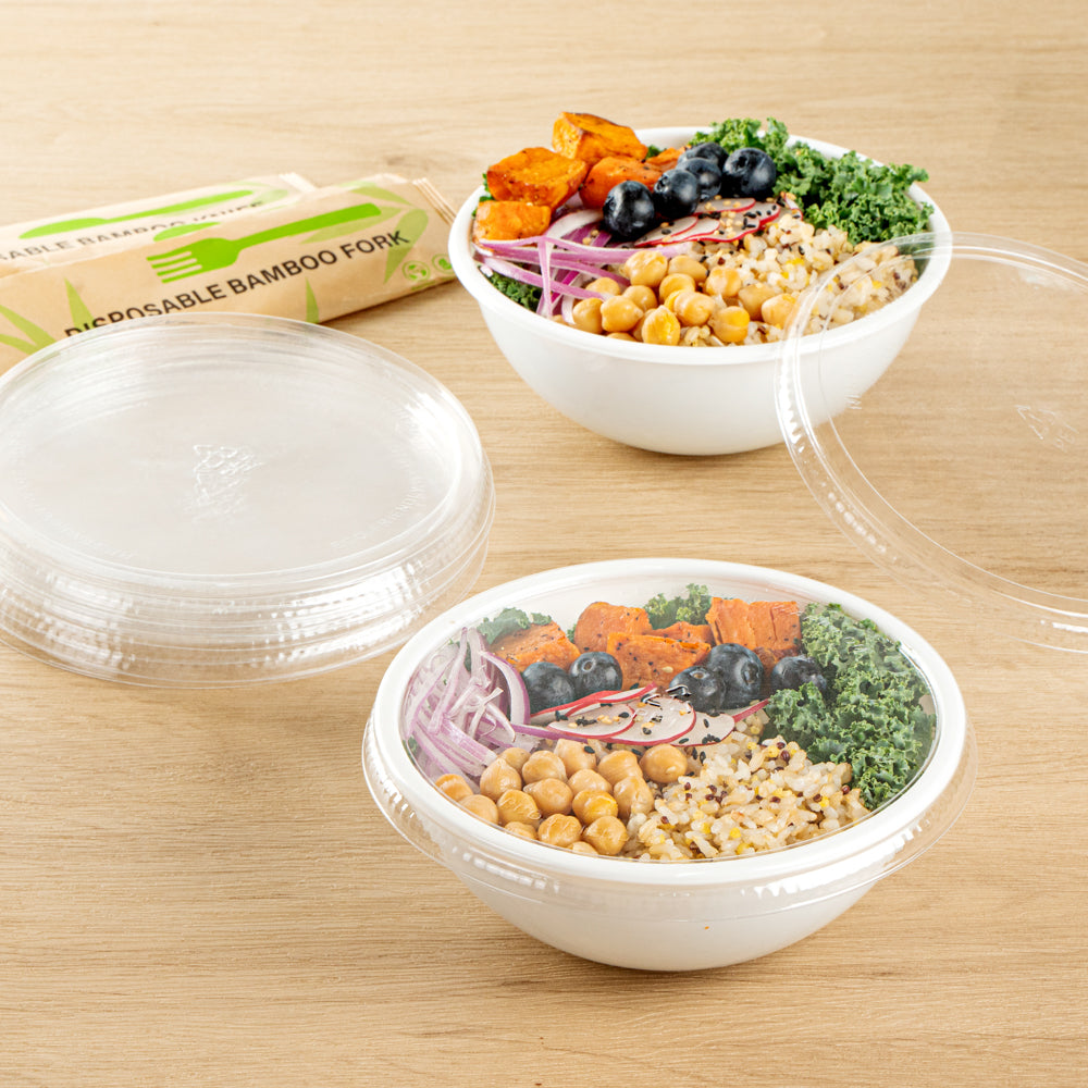 Maxi Serve Round Clear Plastic Lid - Fits 18 oz Salad Bowl - 200 count box