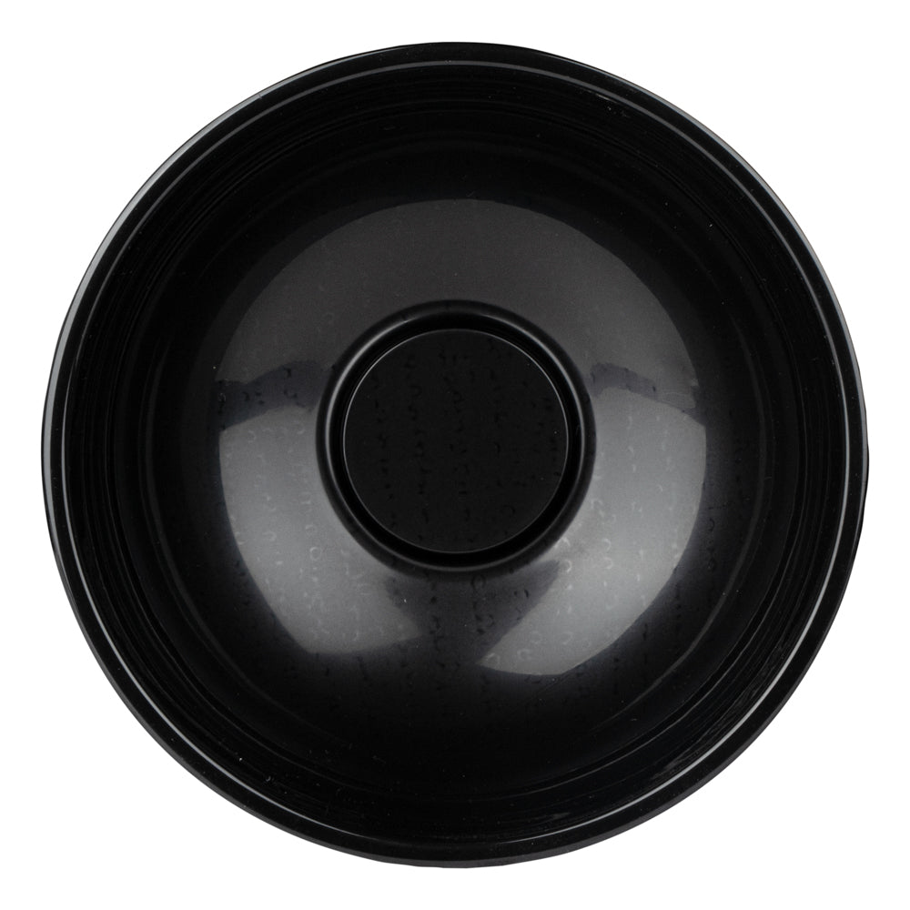 Maxi Serve 21 oz Round Black Plastic Salad Bowl - 6 3/4" x 6 3/4" x 2 1/2" - 200 count box