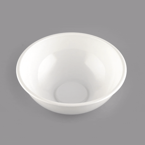 Maxi Serve 21 oz Round White Plastic Salad Bowl - 6 3/4" x 6 3/4" x 2 1/2" - 50 count box