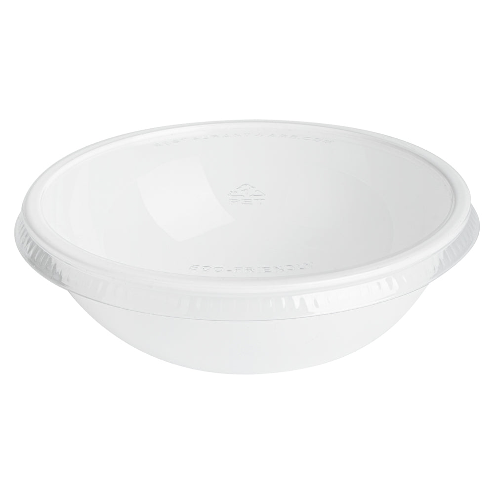 Maxi Serve 21 oz Round White Plastic Salad Bowl - 6 3/4" x 6 3/4" x 2 1/2" - 50 count box