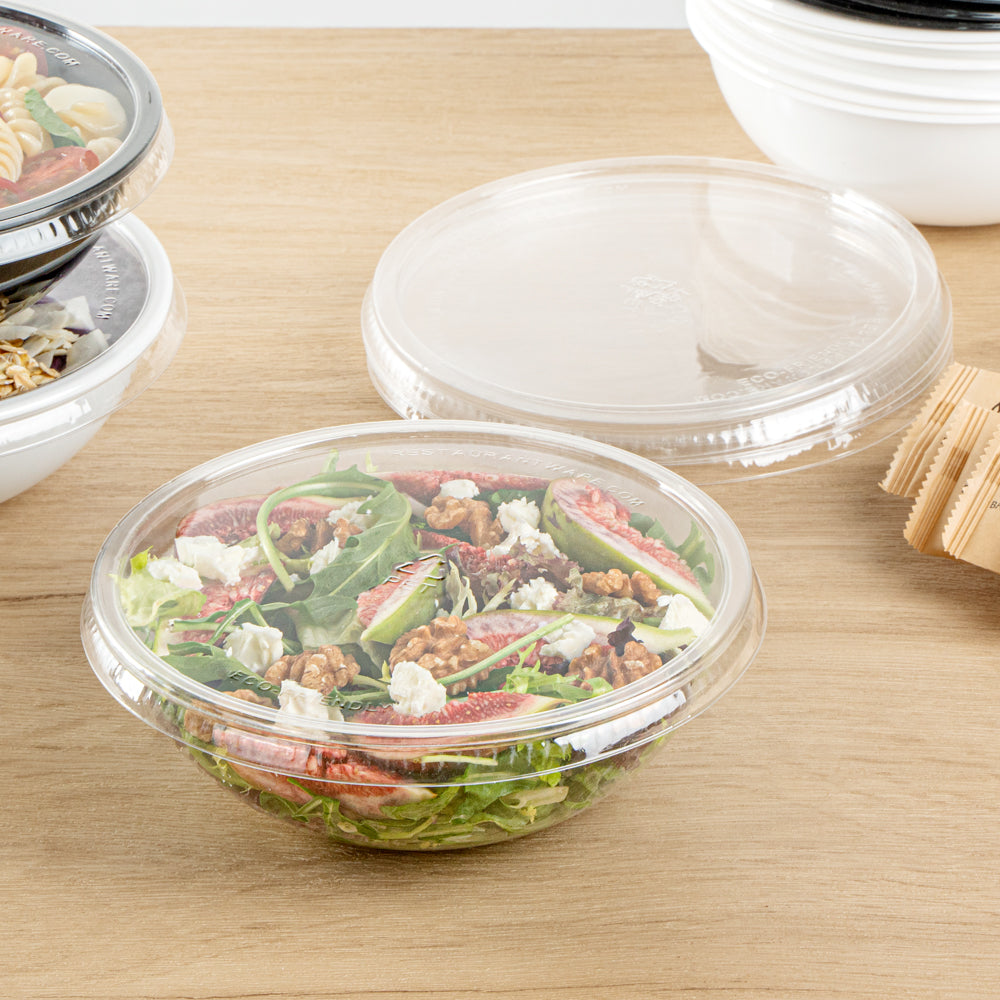 Maxi Serve Round Clear Plastic Lid - Fits 21 oz Salad Bowl - 200 count box