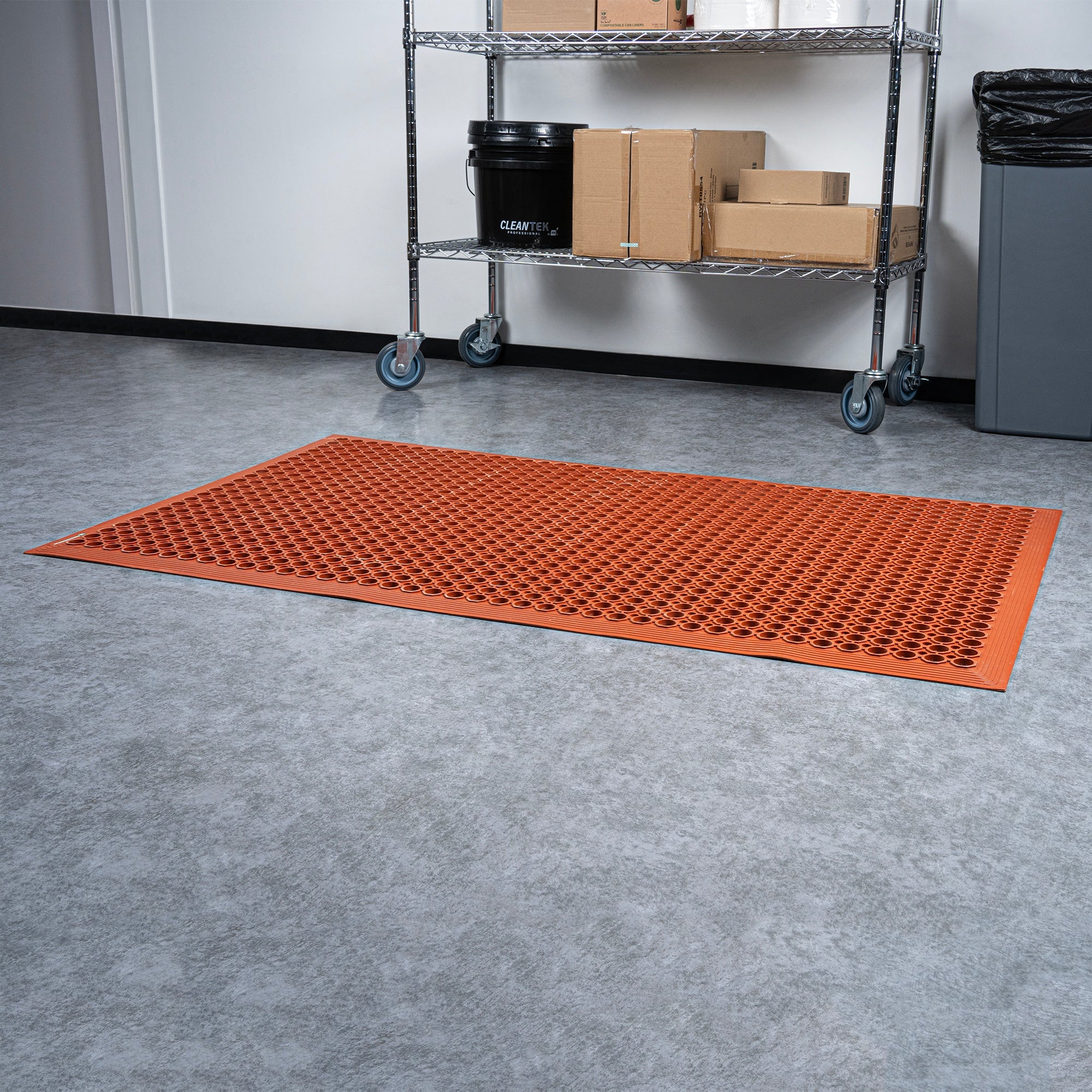 Serve Secure Red Rubber Floor Mat - Anti-Fatigue, Grease-Resistant - 60" x 36" x 1/2" - 1 count box