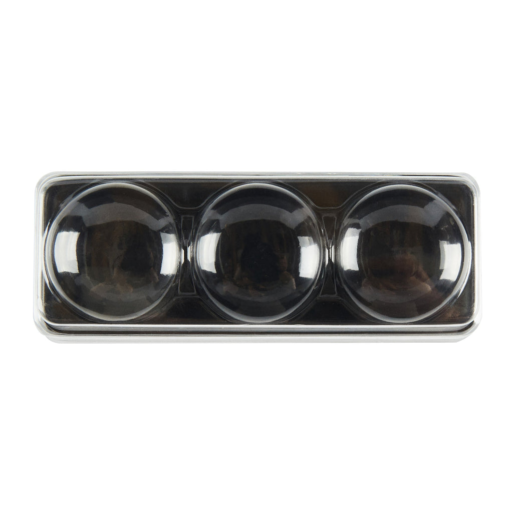 Shock Safe Rectangle Black Plastic Macaron Take Out Box - Fits 3 Macarons - 5 3/4" x 2 1/4" x 1 1/2" - 100 count box