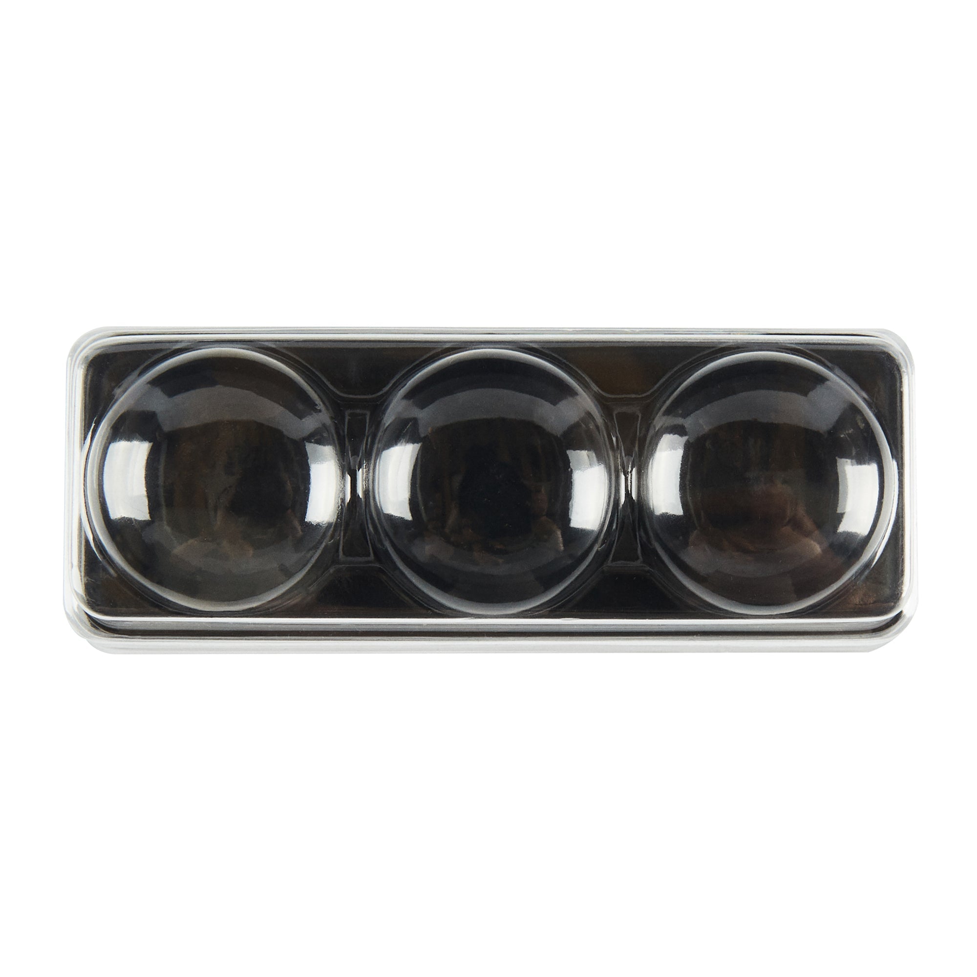 Shock Safe Rectangle Black Plastic Macaron Take Out Box - Fits 3 Macarons - 5 3/4" x 2 1/4" x 1 1/2" - 100 count box