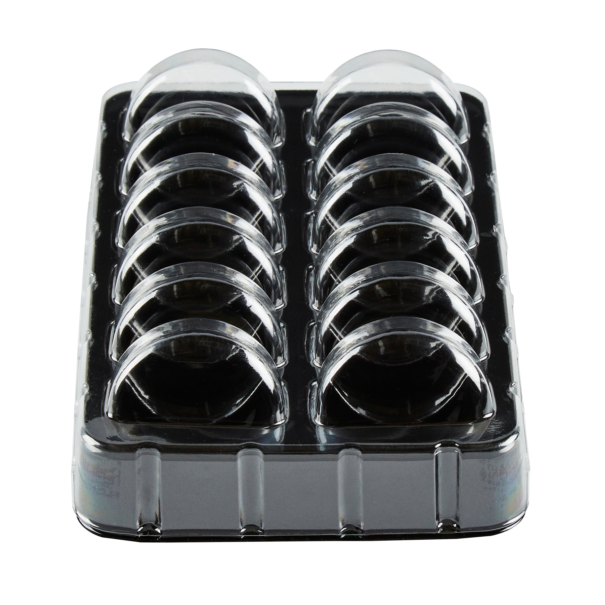 Shock Safe Rectangle Black Plastic Macaron Take Out Box - Fits 12 Macarons - 11" x 4 1/2" x 2" - 100 count box