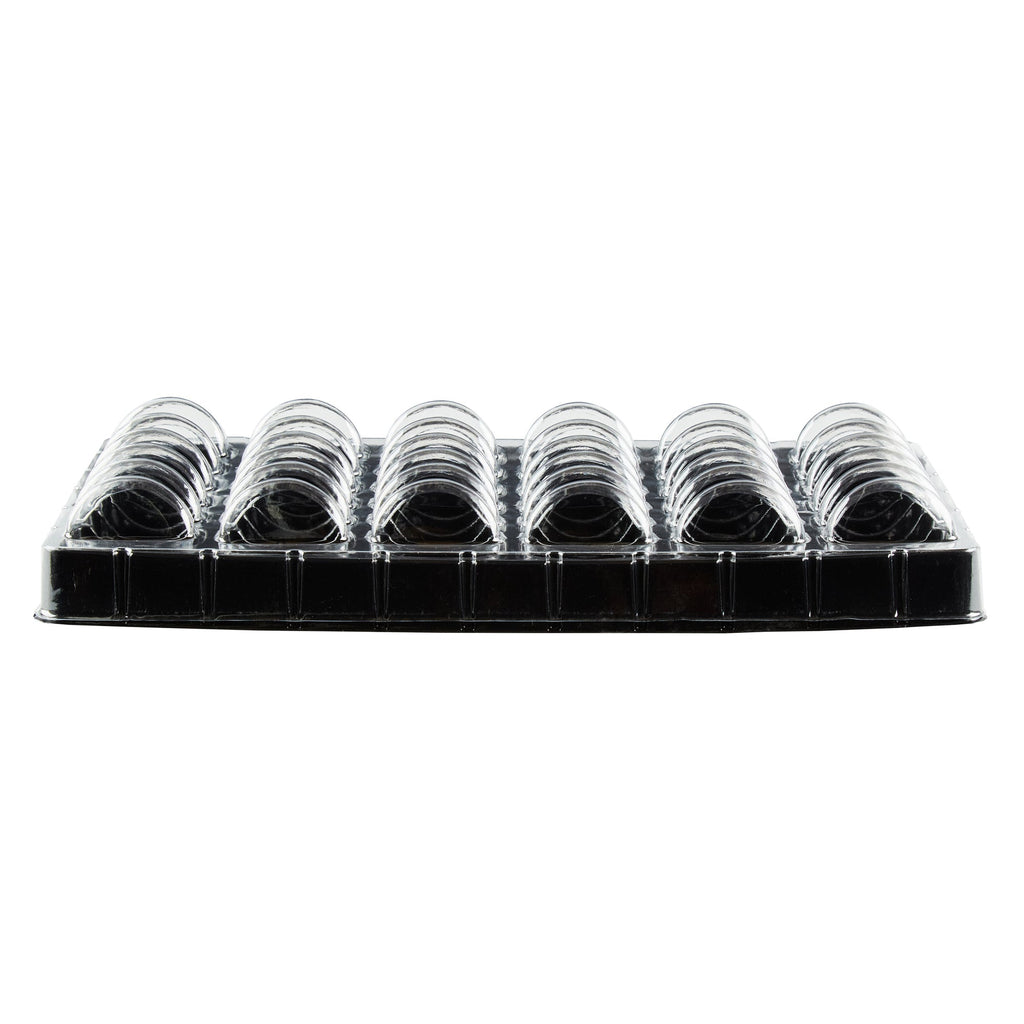 Shock Safe Rectangle Black Plastic Macaron Take Out Box - Fits 36 Macarons - 13 1/4" x 11" x 2" - 100 count box