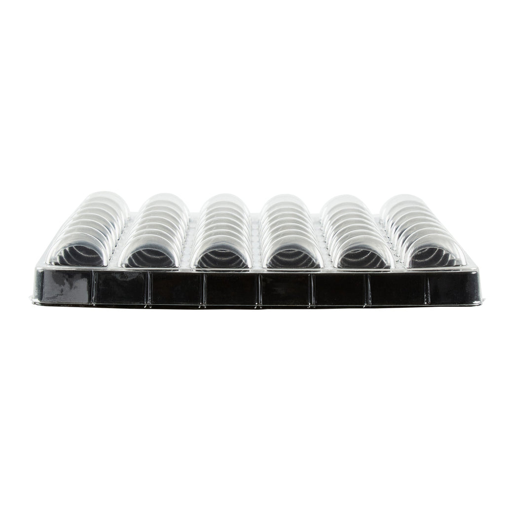 Shock Safe Rectangle Black Plastic Macaron Take Out Box - Fits 48 Macarons - 13 1/4" x 13 1/4" x 2" - 100 count box