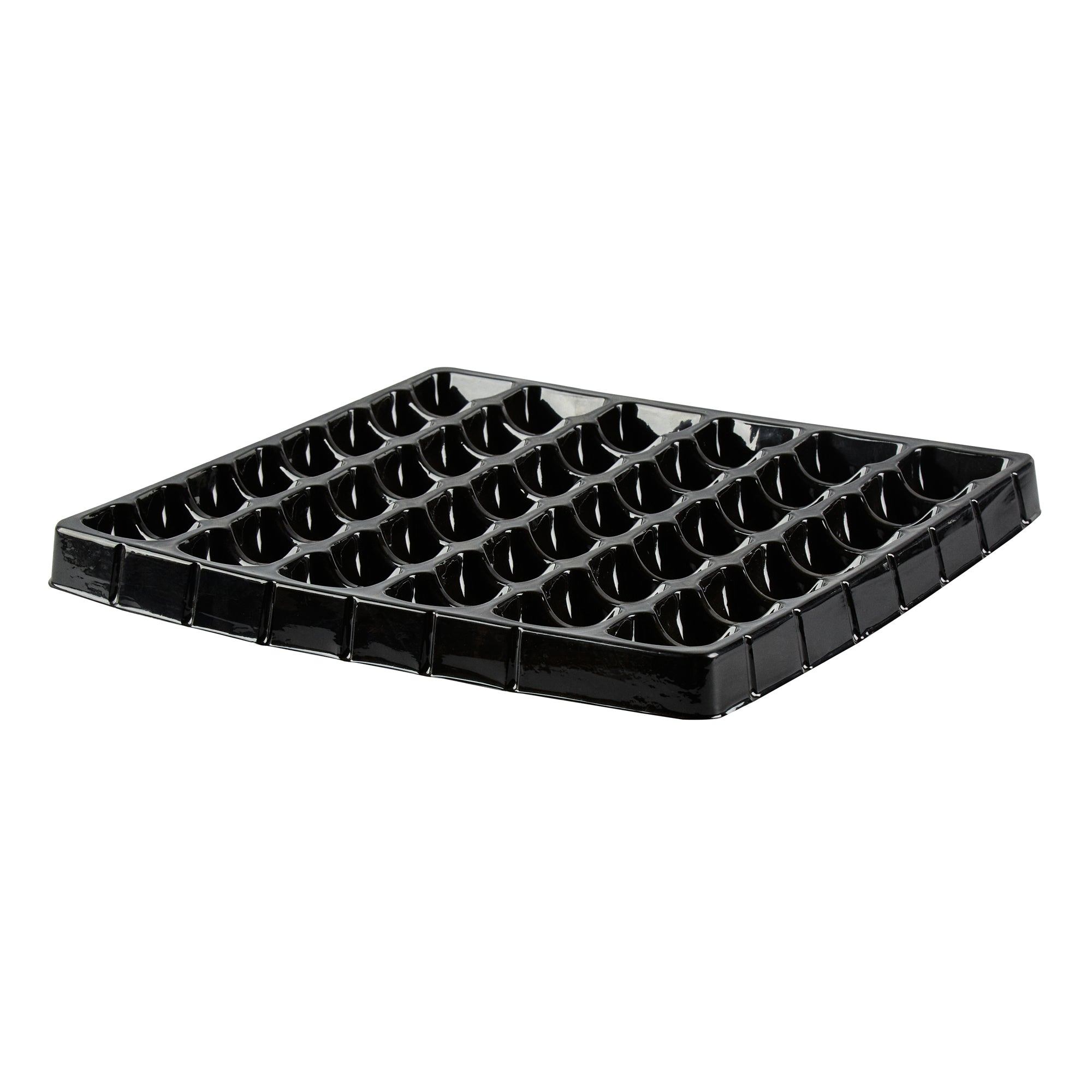 Shock Safe Rectangle Black Plastic Macaron Take Out Box - Fits 48 Macarons - 13 1/4" x 13 1/4" x 2" - 100 count box