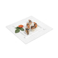 Voga Square White Melamine Plate - Bamboo Trim - 12" x 12" x 1" - 10 count box