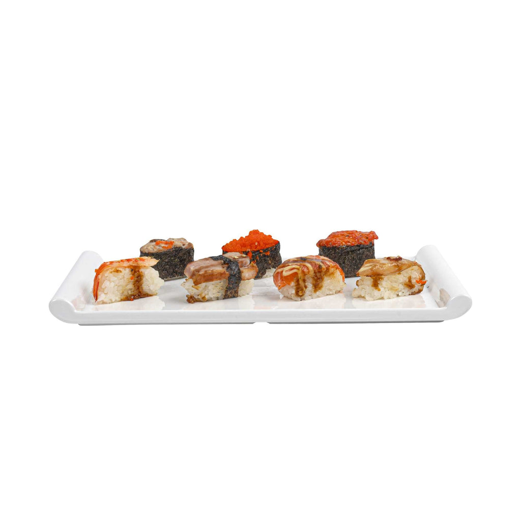 Voga Rectangle White Melamine Small Plate - Japonais - 12" x 7" x 1" - 10 count box