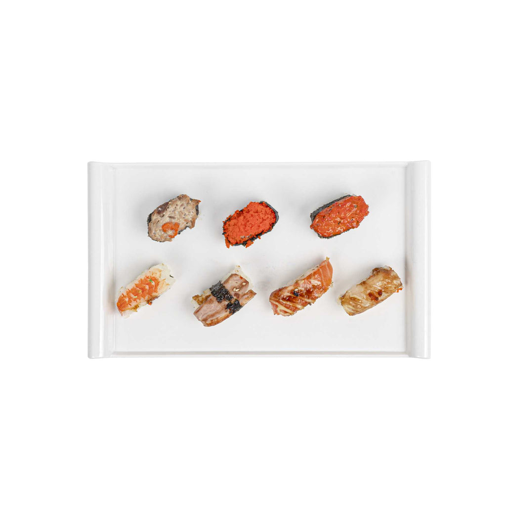 Voga Rectangle White Melamine Small Plate - Japonais - 12" x 7" x 1" - 10 count box