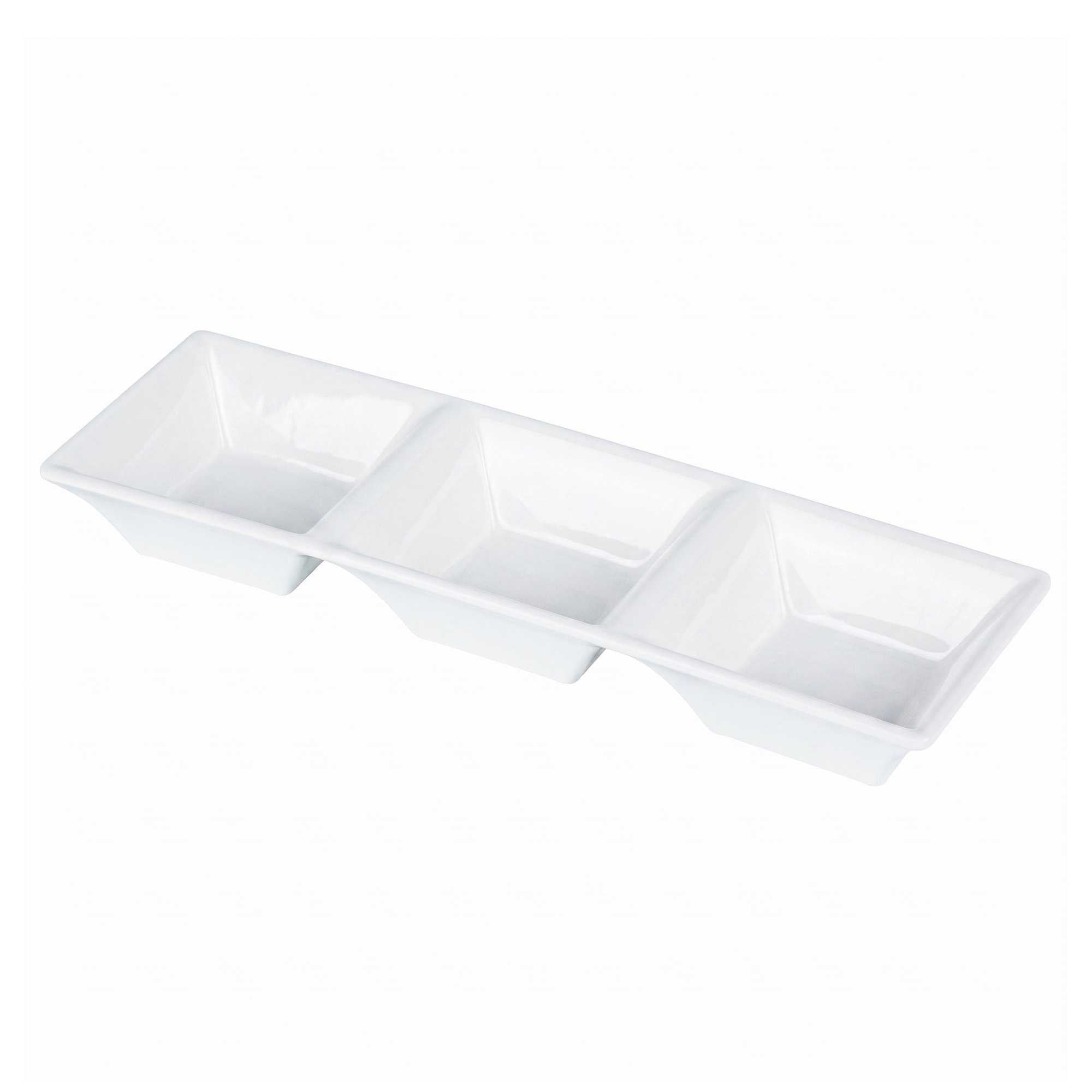 Voga 5 oz Square White Melamine Triplets Set - 8 3/4" x 2 3/4" x 1" - 10 count box