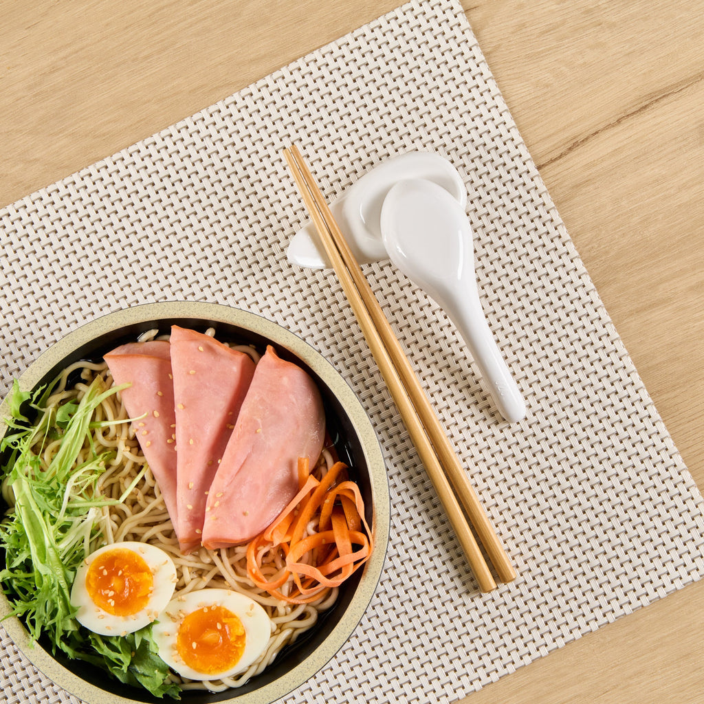Voga White Melamine Chopstick and Spoon Rest - 3 1/2" x 2" x 3/4" - 10 count box