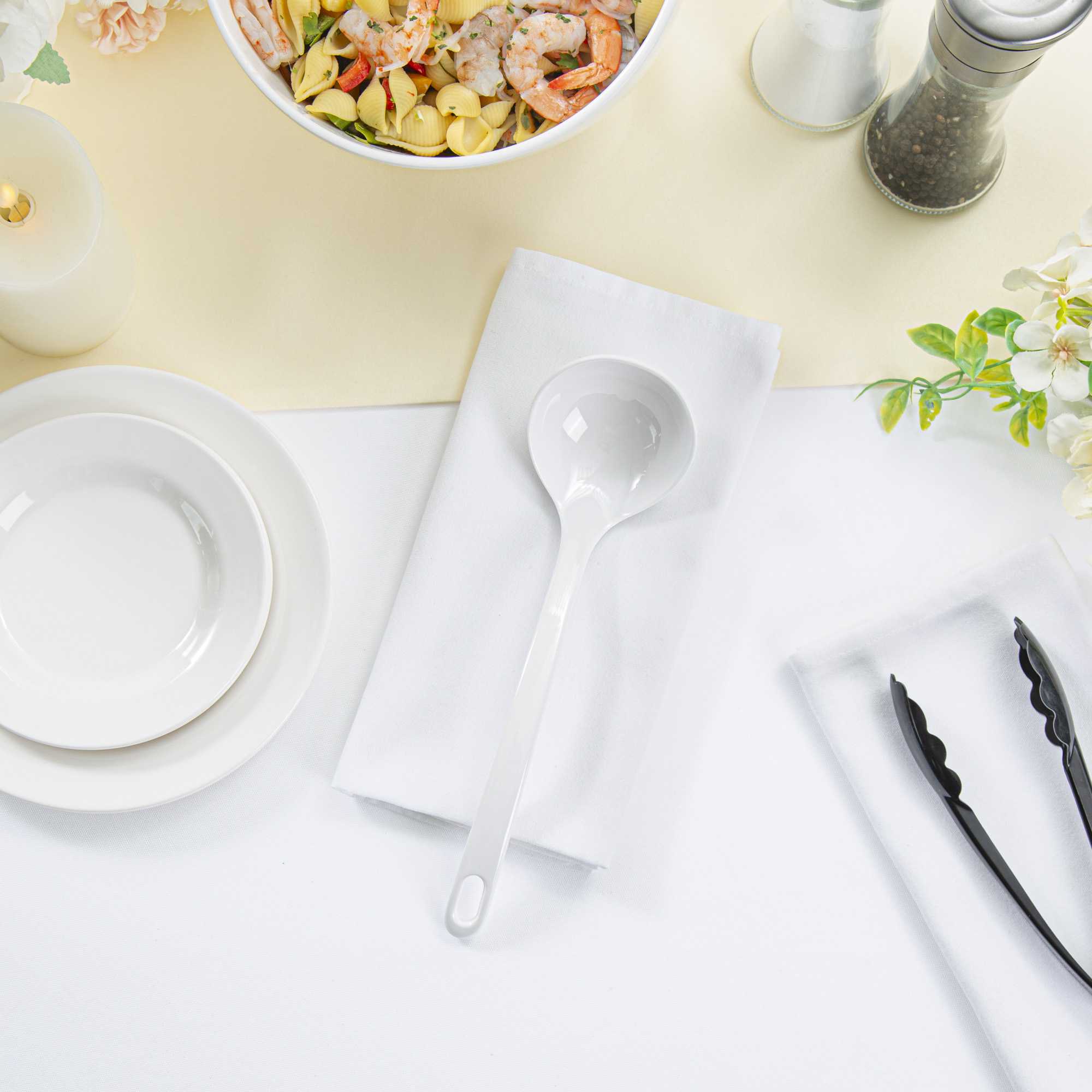 Voga 3 oz White Melamine Ladle - 10 1/2" x 2 1/4" x 2 1/4" - 10 count box