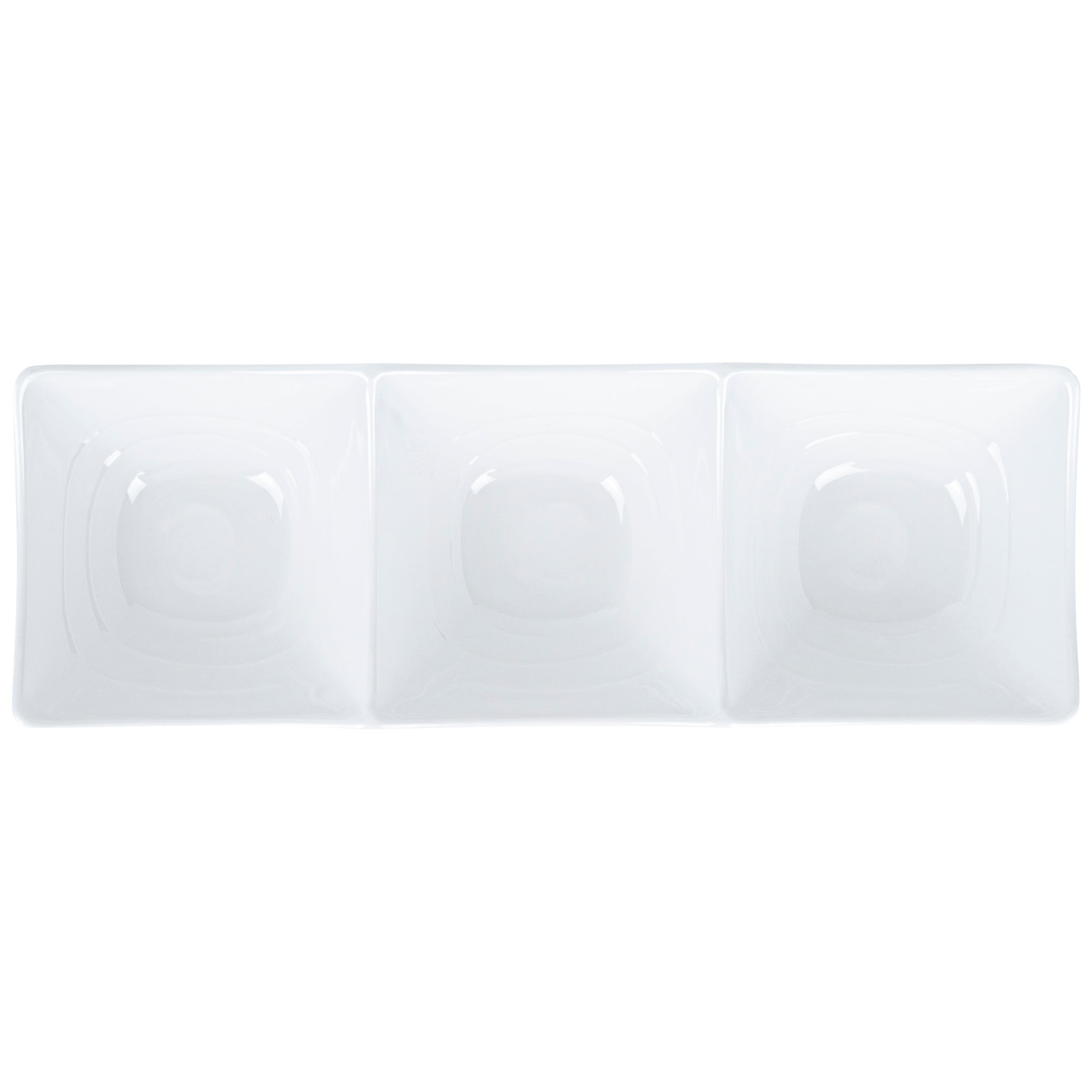 Voga 9 oz Square White Melamine Triplets Set - 9 1/2" x 3 1/4" x 1 3/4" - 10 count box