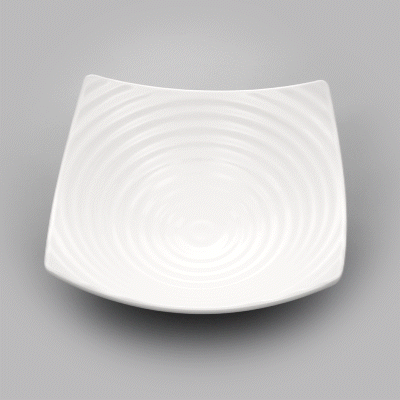 Voga 128 oz Square White Melamine Serving Bowl - Square Orb - 13" x 13" x 3 1/2" - 2 count box
