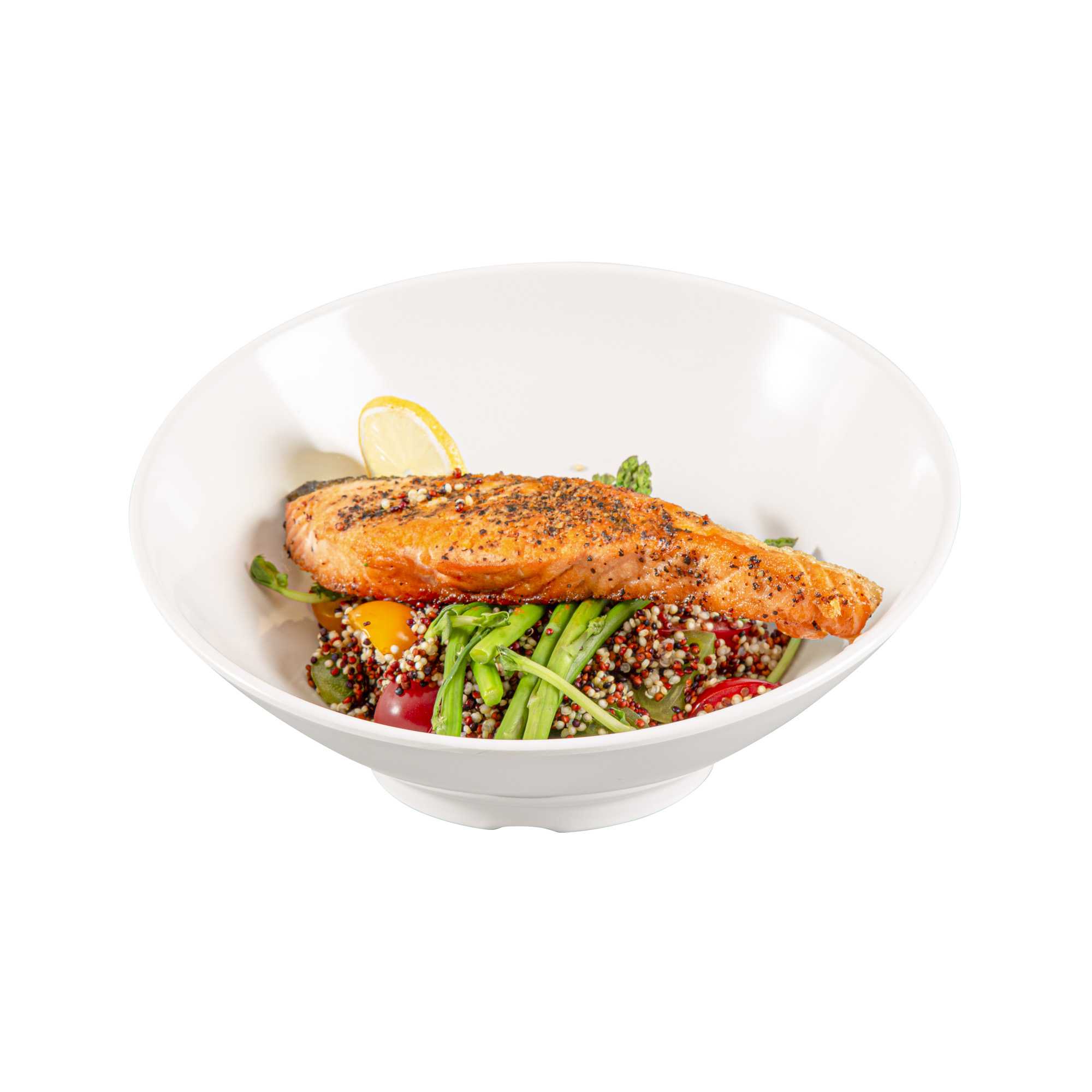 Voga 22 oz Round White Melamine Wide Bowl - Incline Face - 9" x 9" x 2" - 2 count box