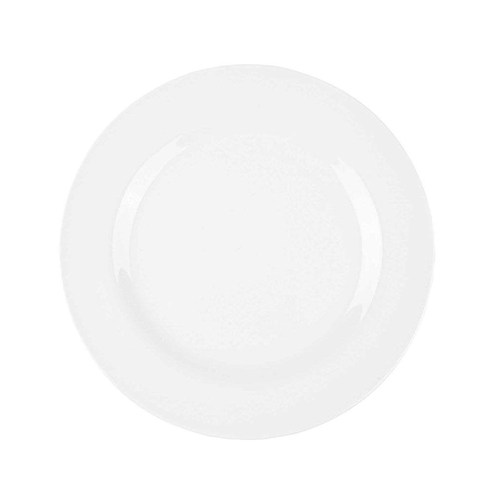 Voga Round White Melamine Large Plate - Classic, Rimmed - 10" x 10" x 3/4" - 10 count box